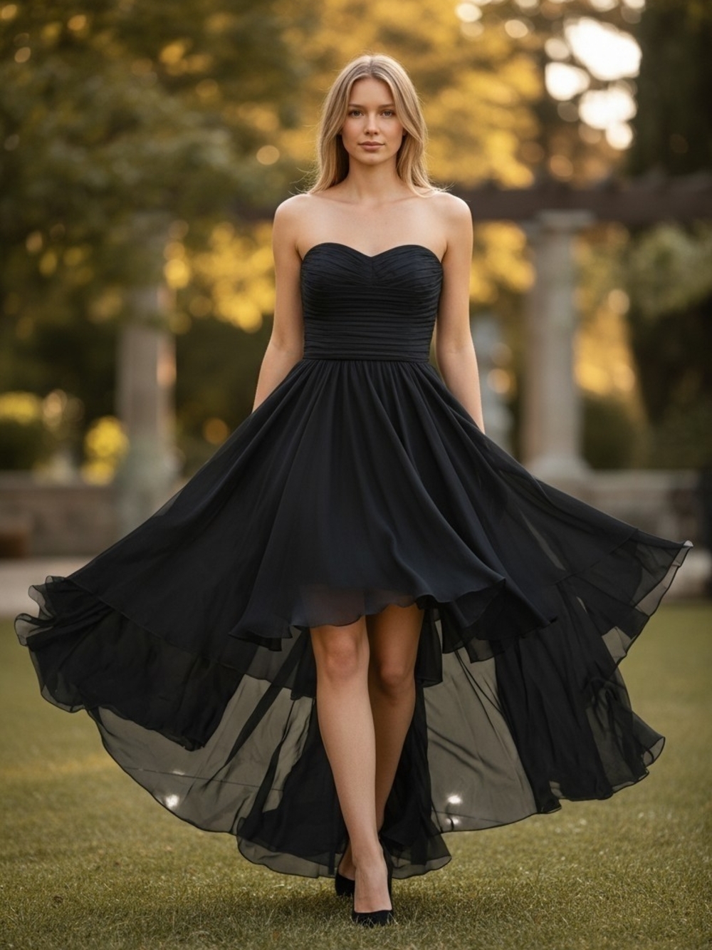 Sherri Hill Black Strapless Evening Dress